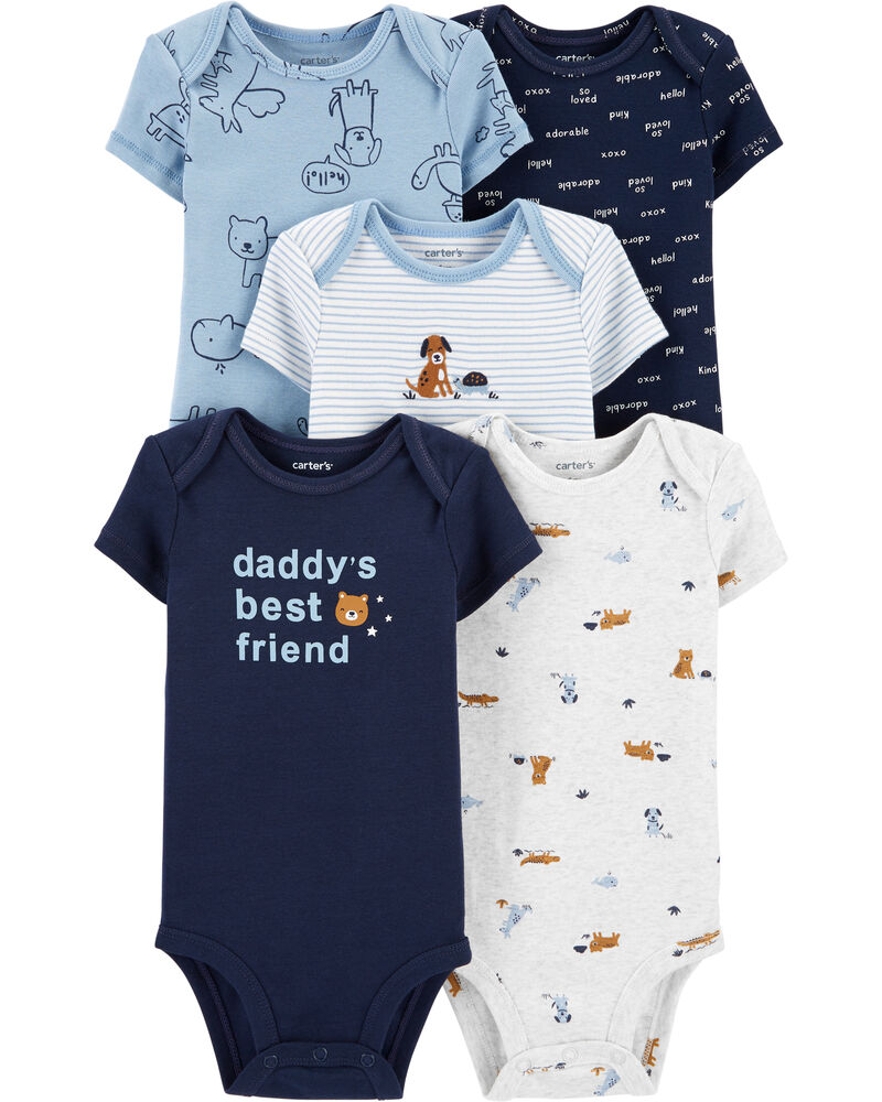One Word Slogans NWT Carters Infants 5-Pack Short-Sleeve Original Bodysuits